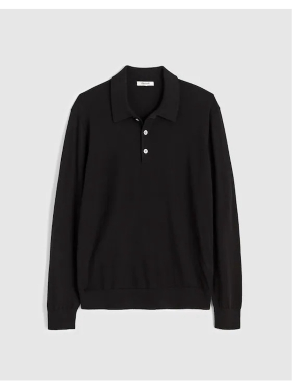 NWT Madewell Men's Long-Sleeve Sweater Polo in black size large